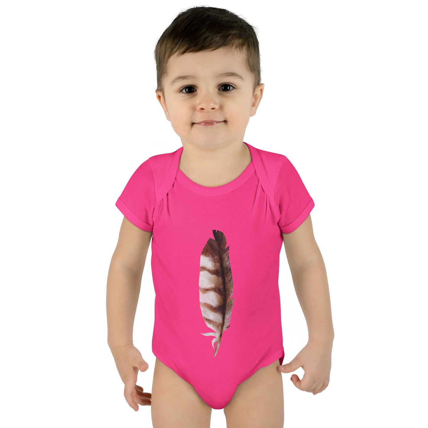 Owl Feather Infant Bodysuit — Cotton Onesie in Summer Colors