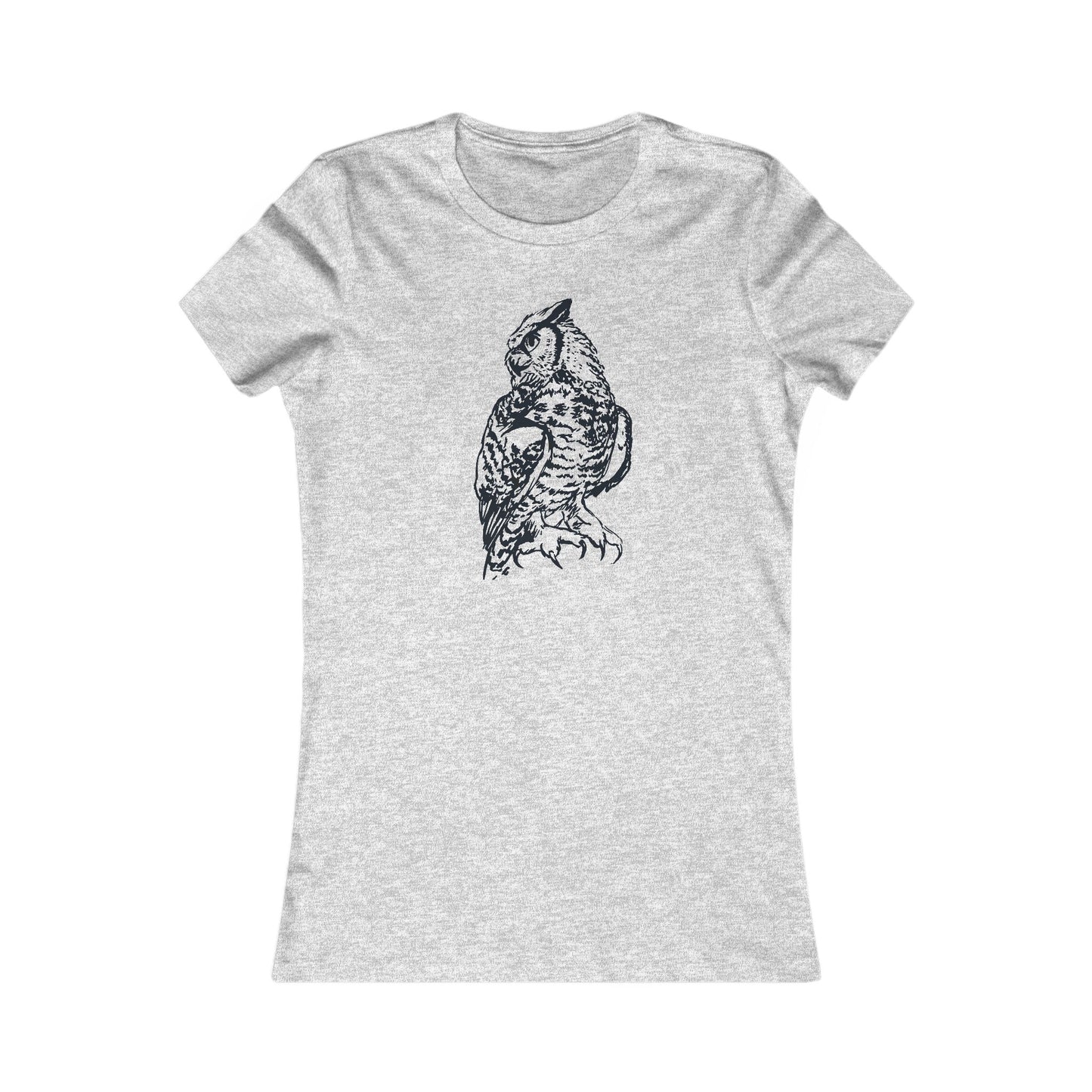 Detailed Owl Illustration T-Shirt | 8 Color Options Slim Fit Women's Tee with Artist Made Graphic