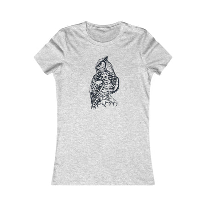 Detailed Owl Illustration T-Shirt | 8 Color Options Slim Fit Women's Tee with Artist Made Graphic