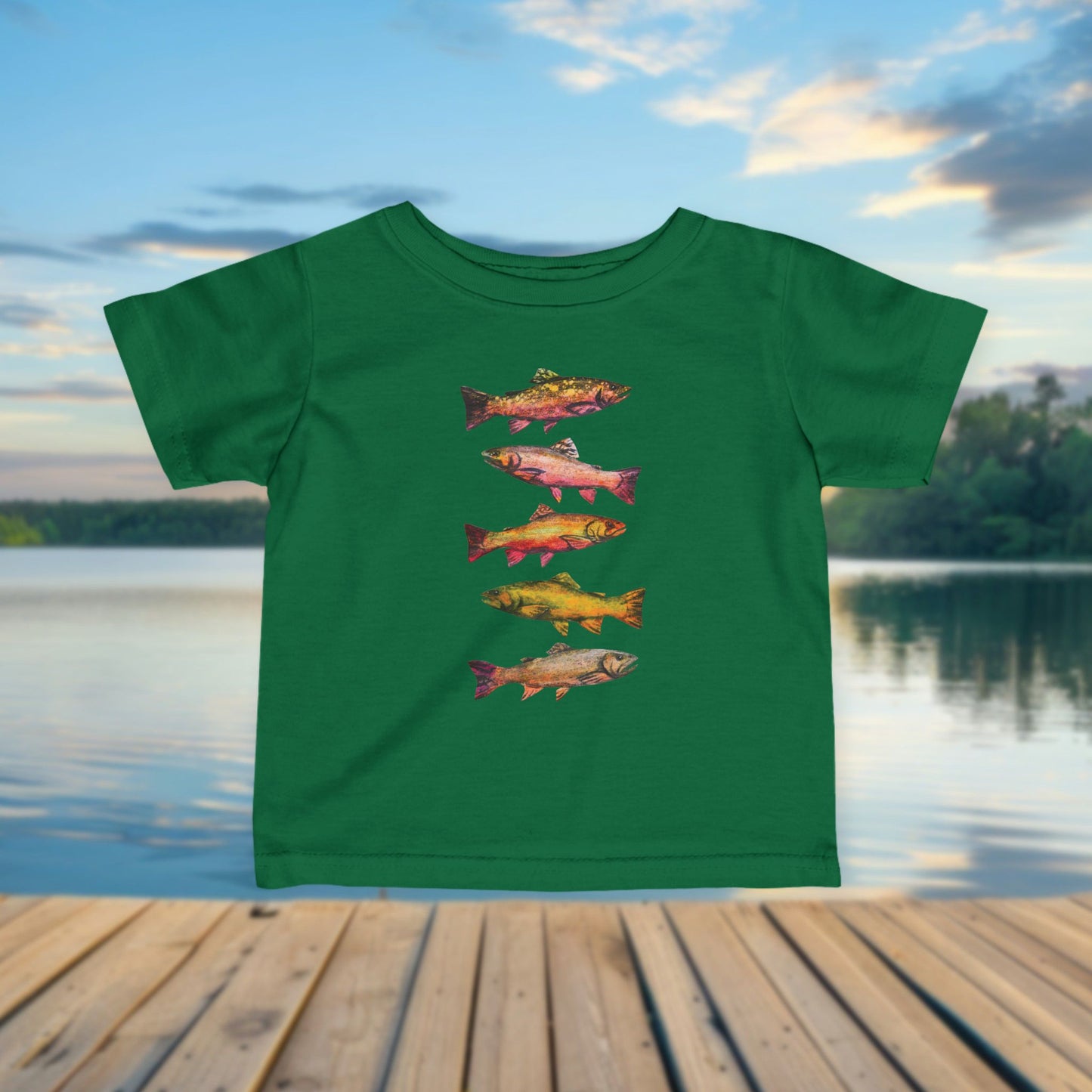 Personalized Infant Tee — Fishing Theme Baby Shirt, Artist Made Design