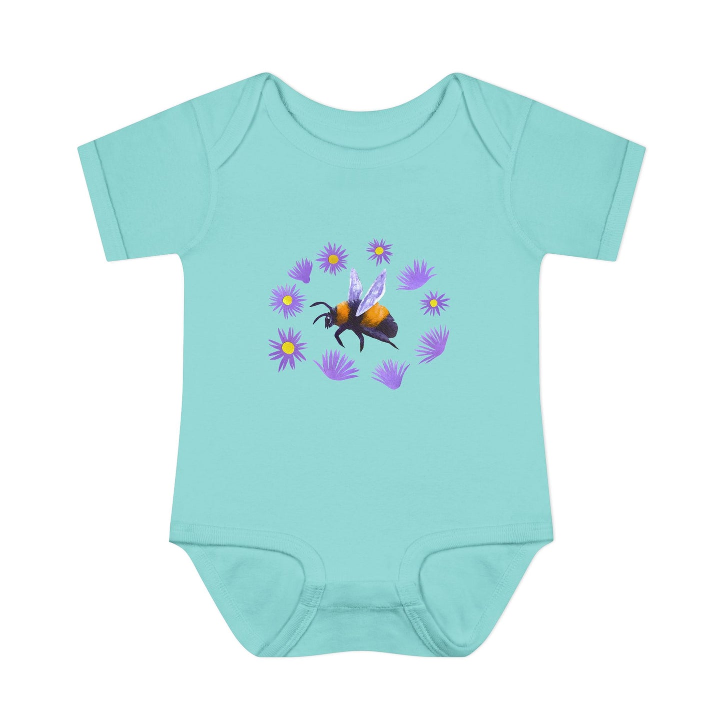 Bumblebee with Purple Aster Infant Bodysuit | Baby Onesie Cotton