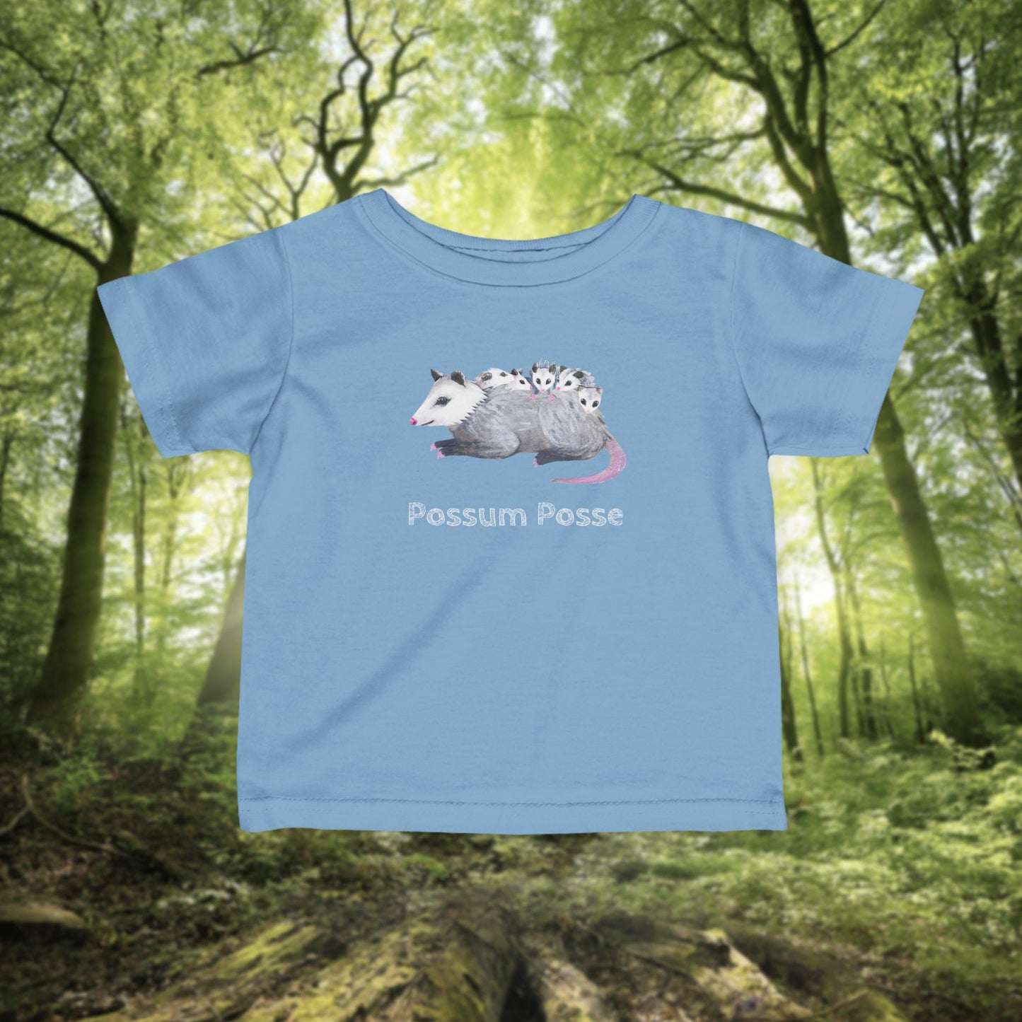 Possum Mom and Babies Illustration Infant Tee | Custom graphic t-shirt