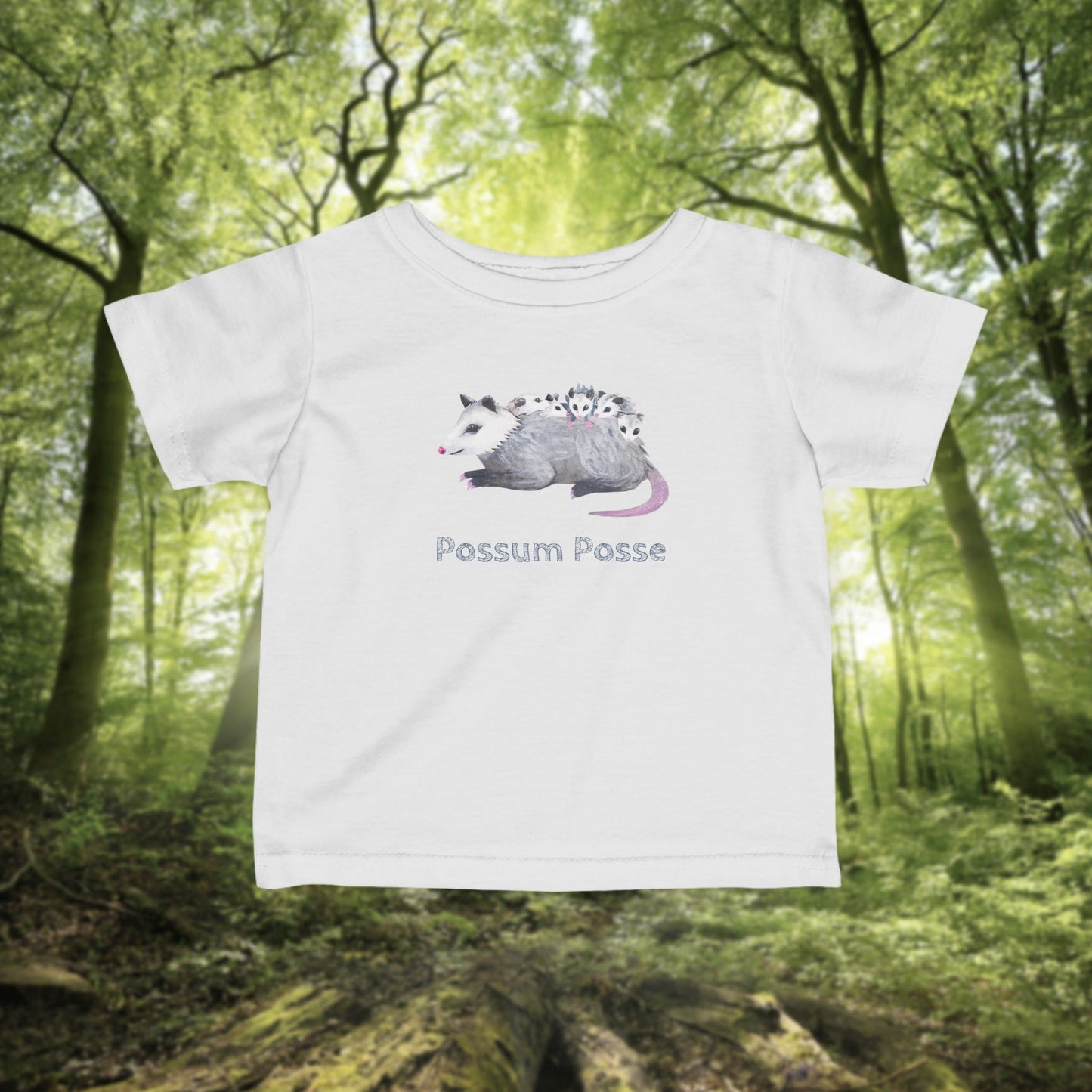 Possum Mom and Babies Illustration Infant Tee | Custom graphic t-shirt
