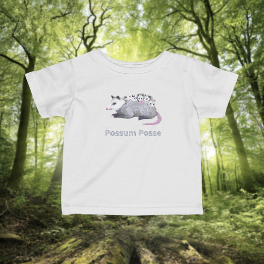 Possum Mom and Babies Illustration Infant Tee | Custom graphic t-shirt