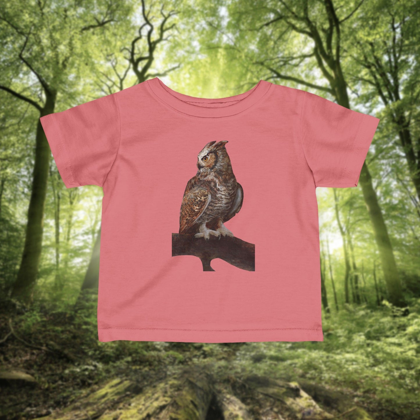 Infant Tee — Rustic Owl Illustration Baby Shirt
