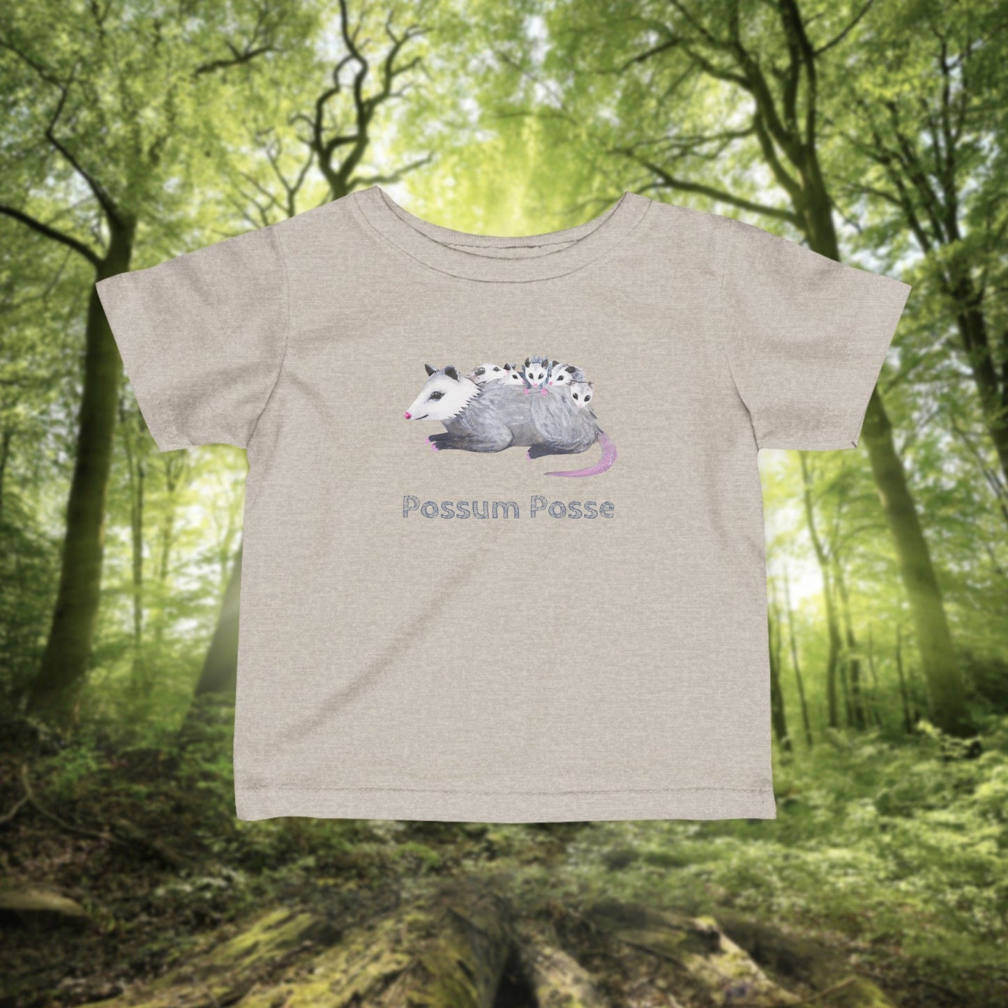 Possum Mom and Babies Illustration Infant Tee | Custom graphic t-shirt
