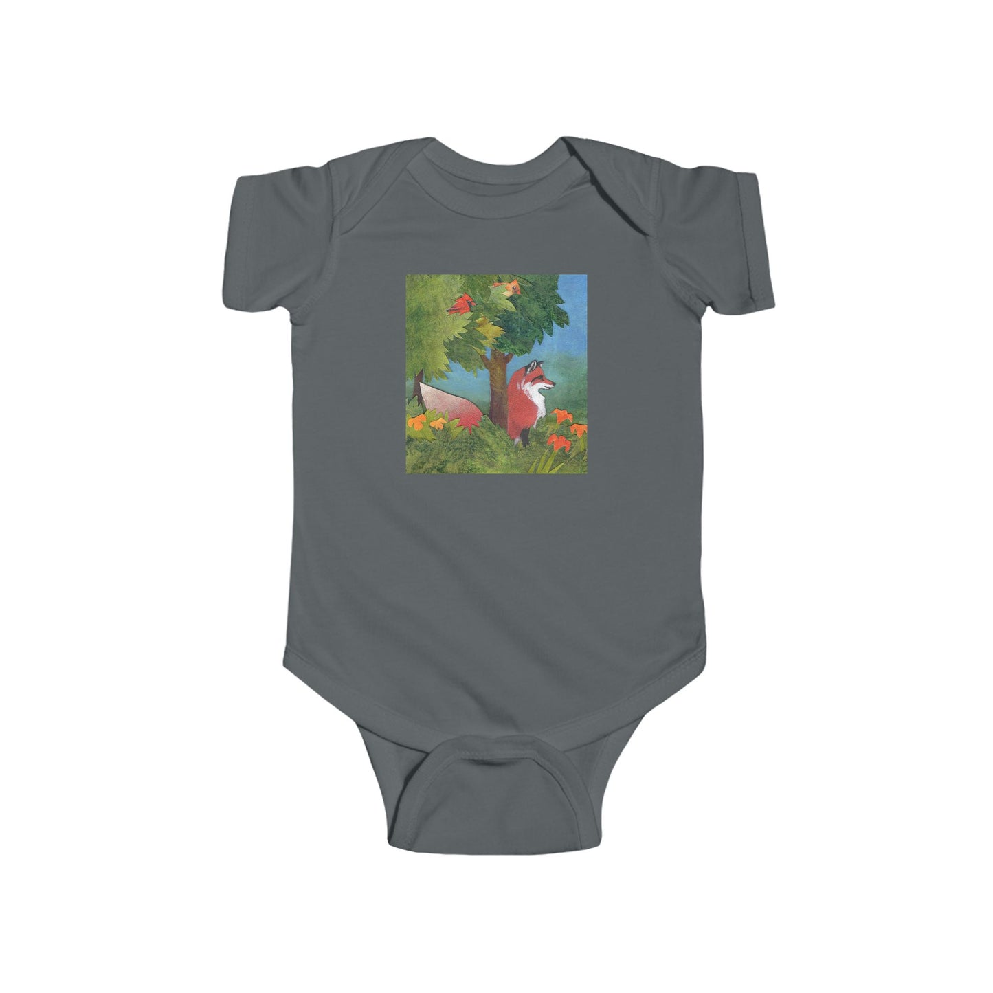 Woodland Fox Baby Bodysuit — Forest Wildlife Illustration Infant Onesie