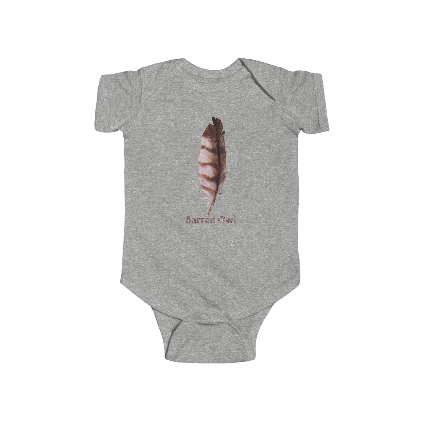 Barred Owl Feather Illustration on Infant Bodysuit | Baby Birder Onesie