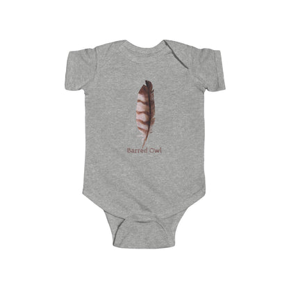 Barred Owl Feather Illustration on Infant Bodysuit | Baby Birder Onesie