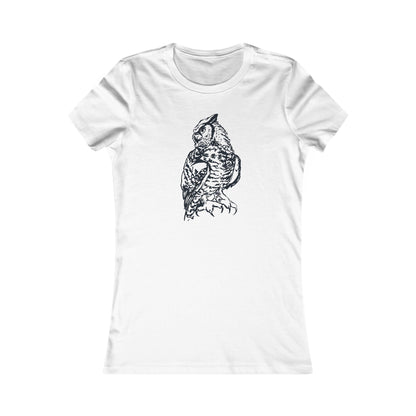 Detailed Owl Illustration T-Shirt | 8 Color Options Slim Fit Women's Tee with Artist Made Graphic