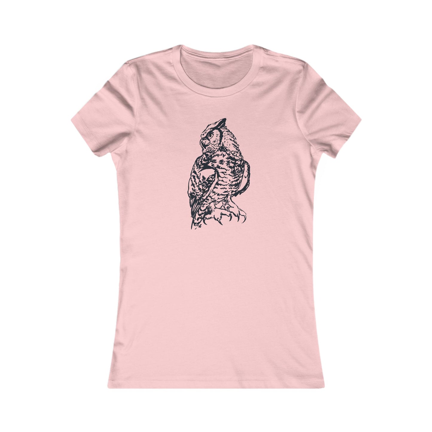 Detailed Owl Illustration T-Shirt | 8 Color Options Slim Fit Women's Tee with Artist Made Graphic