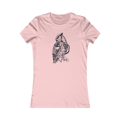 Detailed Owl Illustration T-Shirt | 8 Color Options Slim Fit Women's Tee with Artist Made Graphic