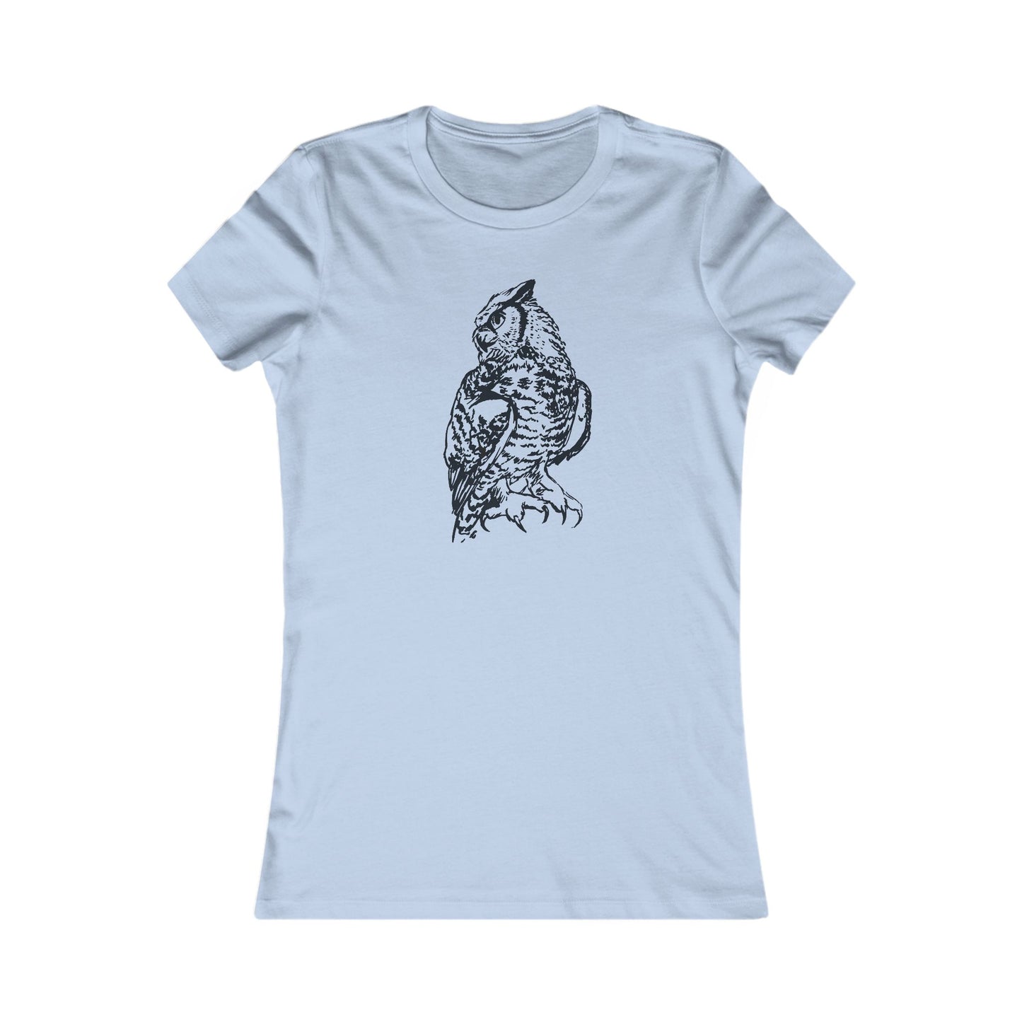 Detailed Owl Illustration T-Shirt | 8 Color Options Slim Fit Women's Tee with Artist Made Graphic