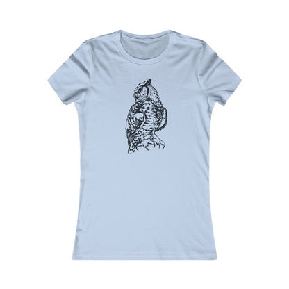 Detailed Owl Illustration T-Shirt | 8 Color Options Slim Fit Women's Tee with Artist Made Graphic