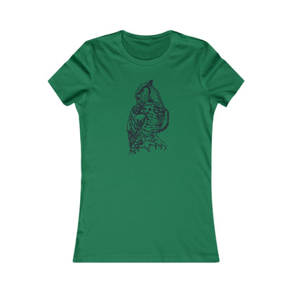 Detailed Owl Illustration T-Shirt | 8 Color Options Slim Fit Women's Tee with Artist Made Graphic