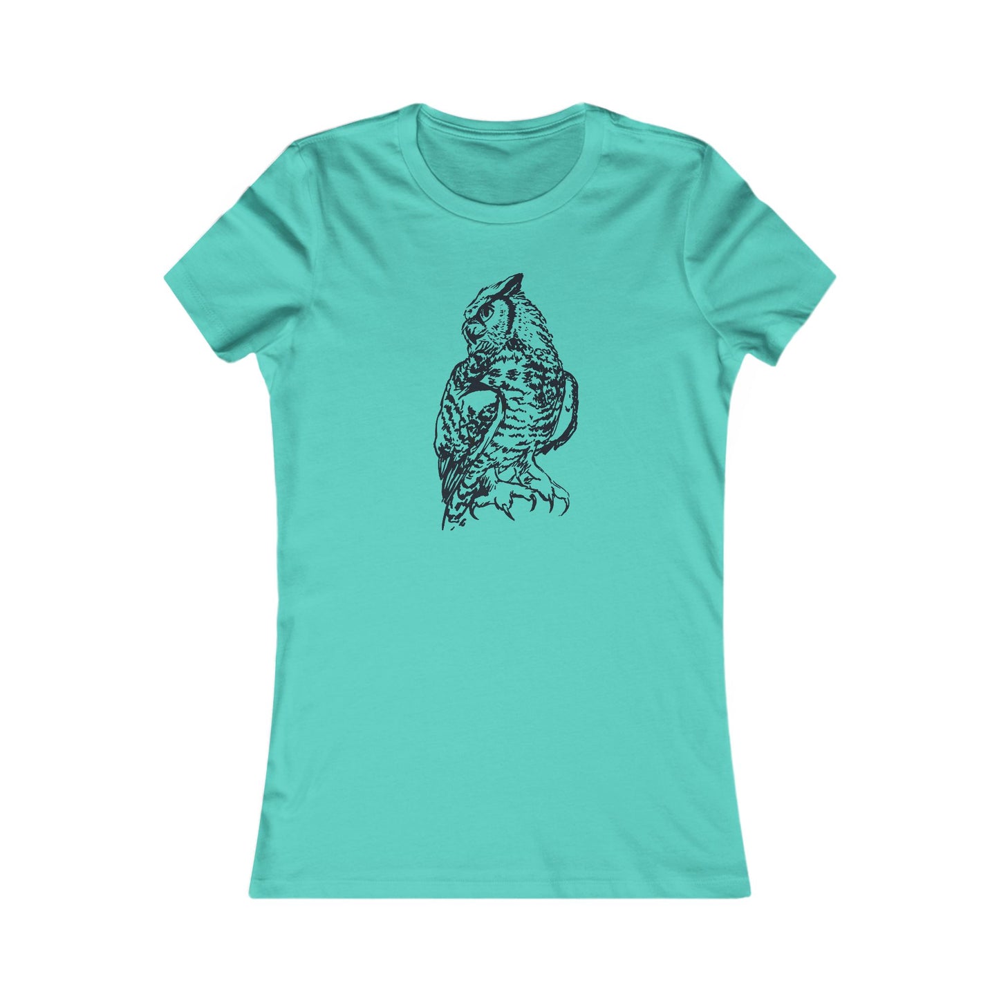 Detailed Owl Illustration T-Shirt | 8 Color Options Slim Fit Women's Tee with Artist Made Graphic