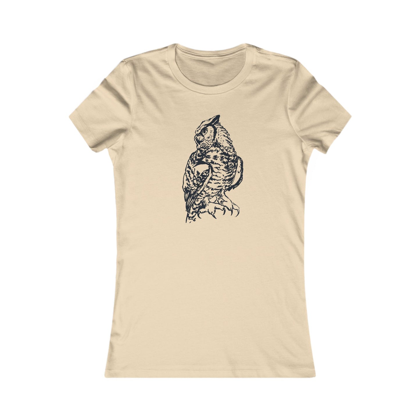 Detailed Owl Illustration T-Shirt | 8 Color Options Slim Fit Women's Tee with Artist Made Graphic