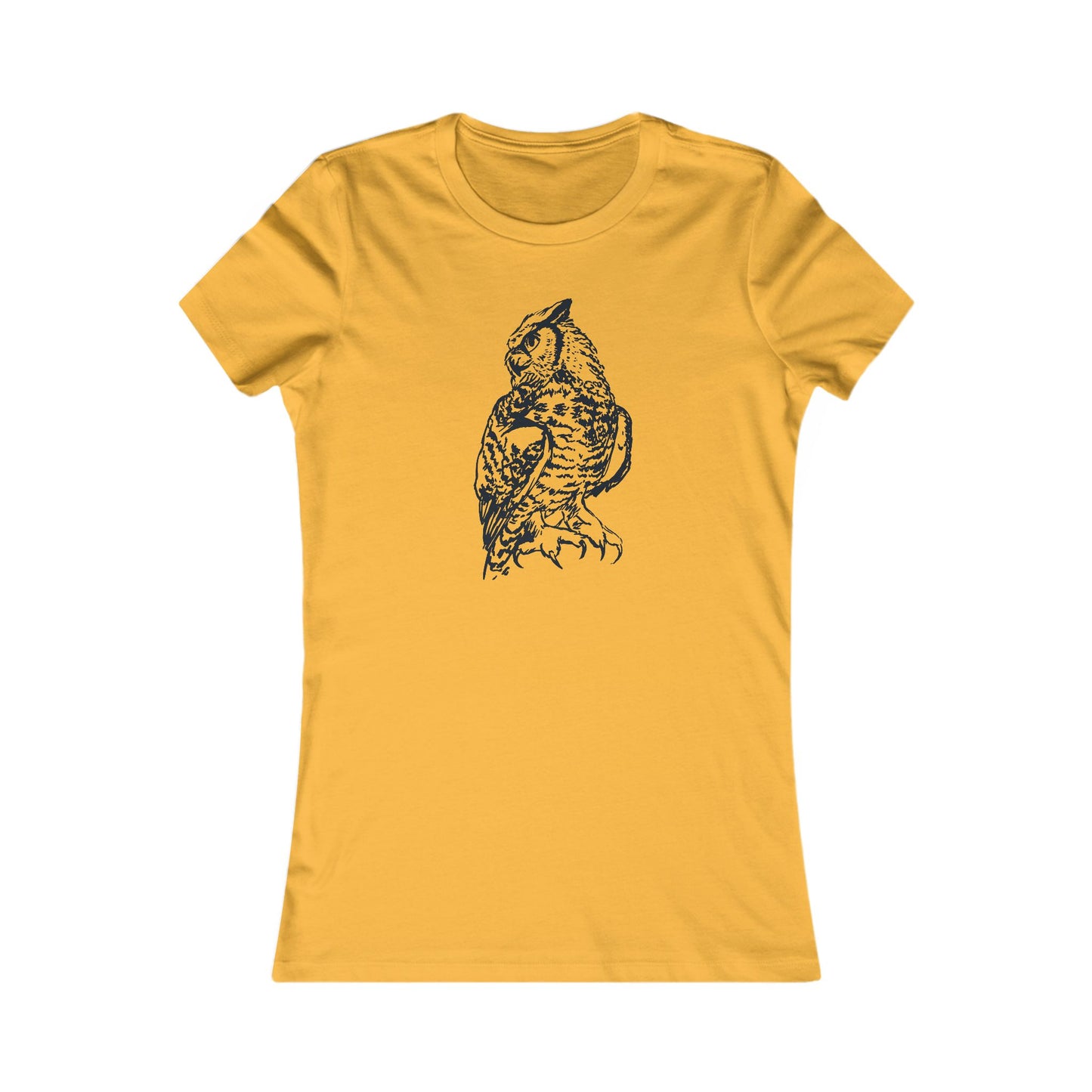 Detailed Owl Illustration T-Shirt | 8 Color Options Slim Fit Women's Tee with Artist Made Graphic