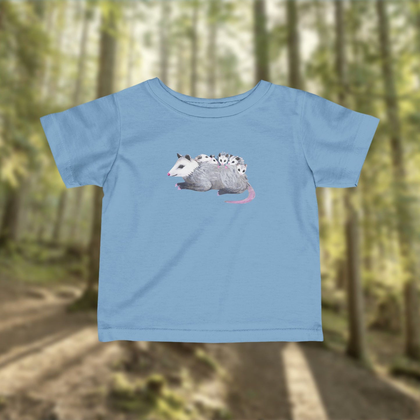 Possum Mom and Babies Illustration Infant Tee | Cute Baby Cotton Tee Shirt