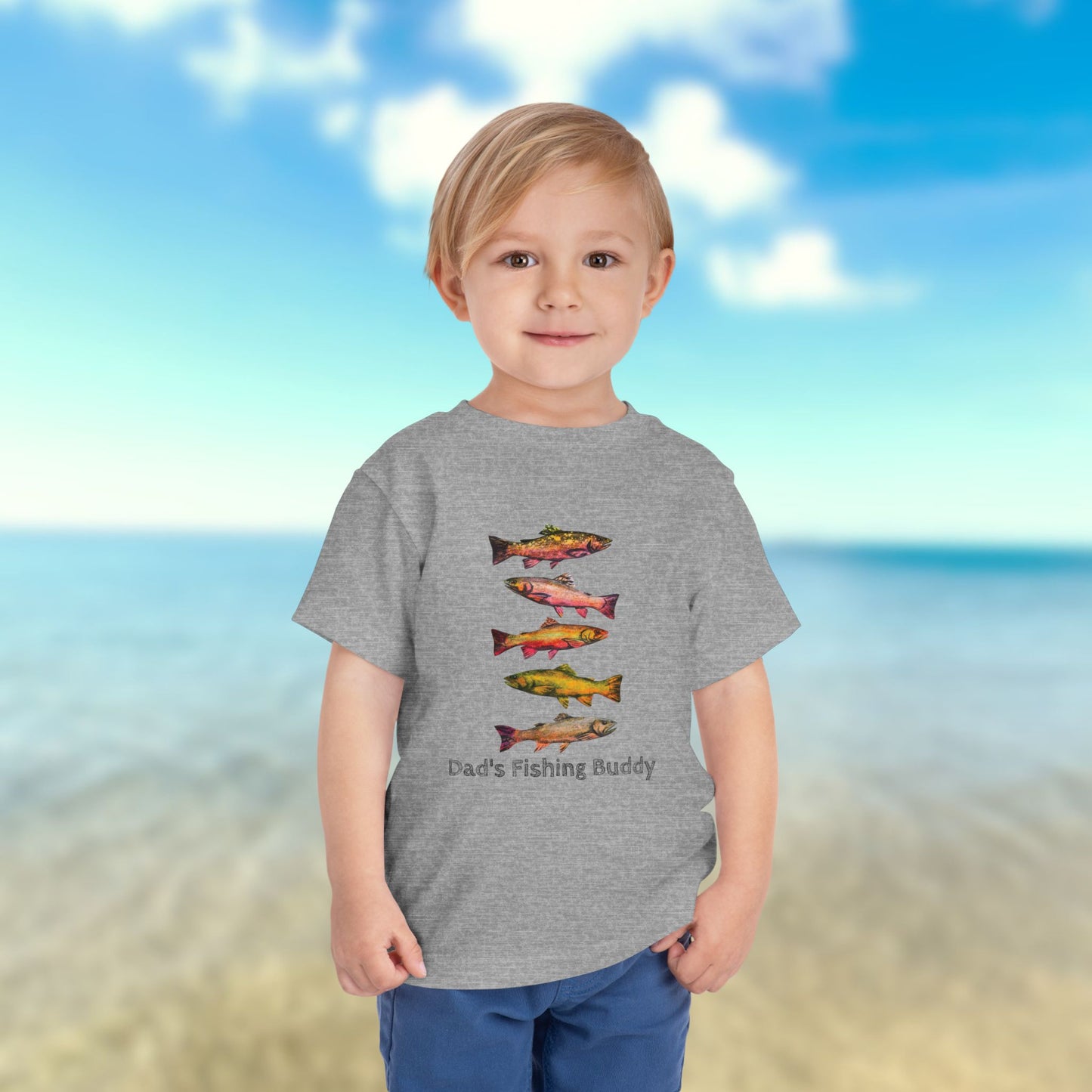 Colorful Trout Toddler Short Sleeve Tee | Fishing Theme Cotton Shirt