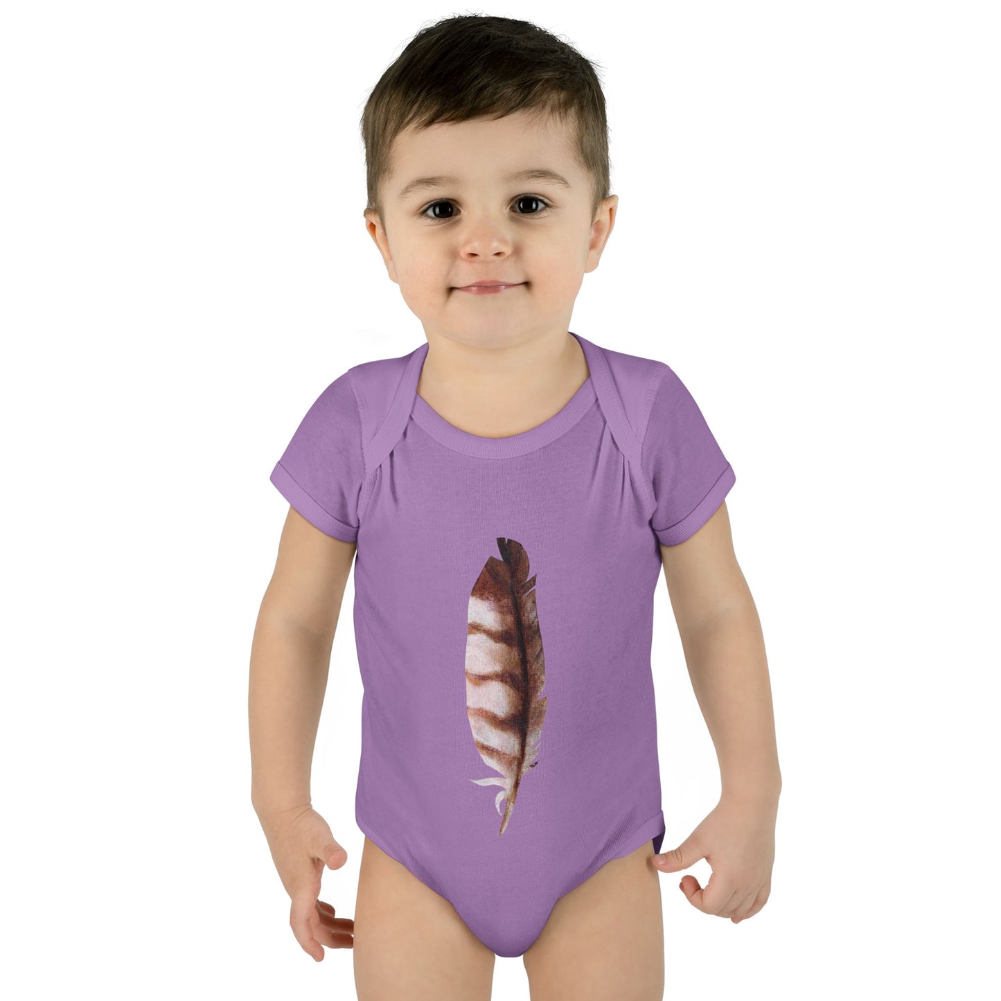 Owl Feather Infant Bodysuit — Cotton Onesie in Summer Colors