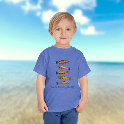 Colorful Trout Toddler Short Sleeve Tee | Fishing Theme Cotton Shirt