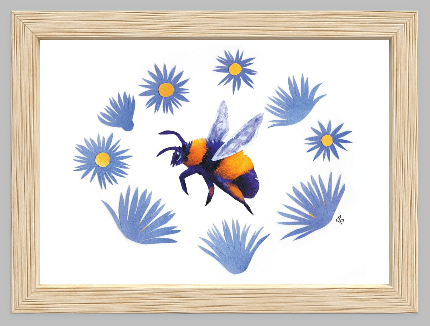 Bumblebee and Aster Ring: Museum Quality Giclee Print with Framing Options - Bard Owl Arts