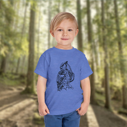 Hand-Drawn Owl Toddler Tee | Great Horned Owl Illustration