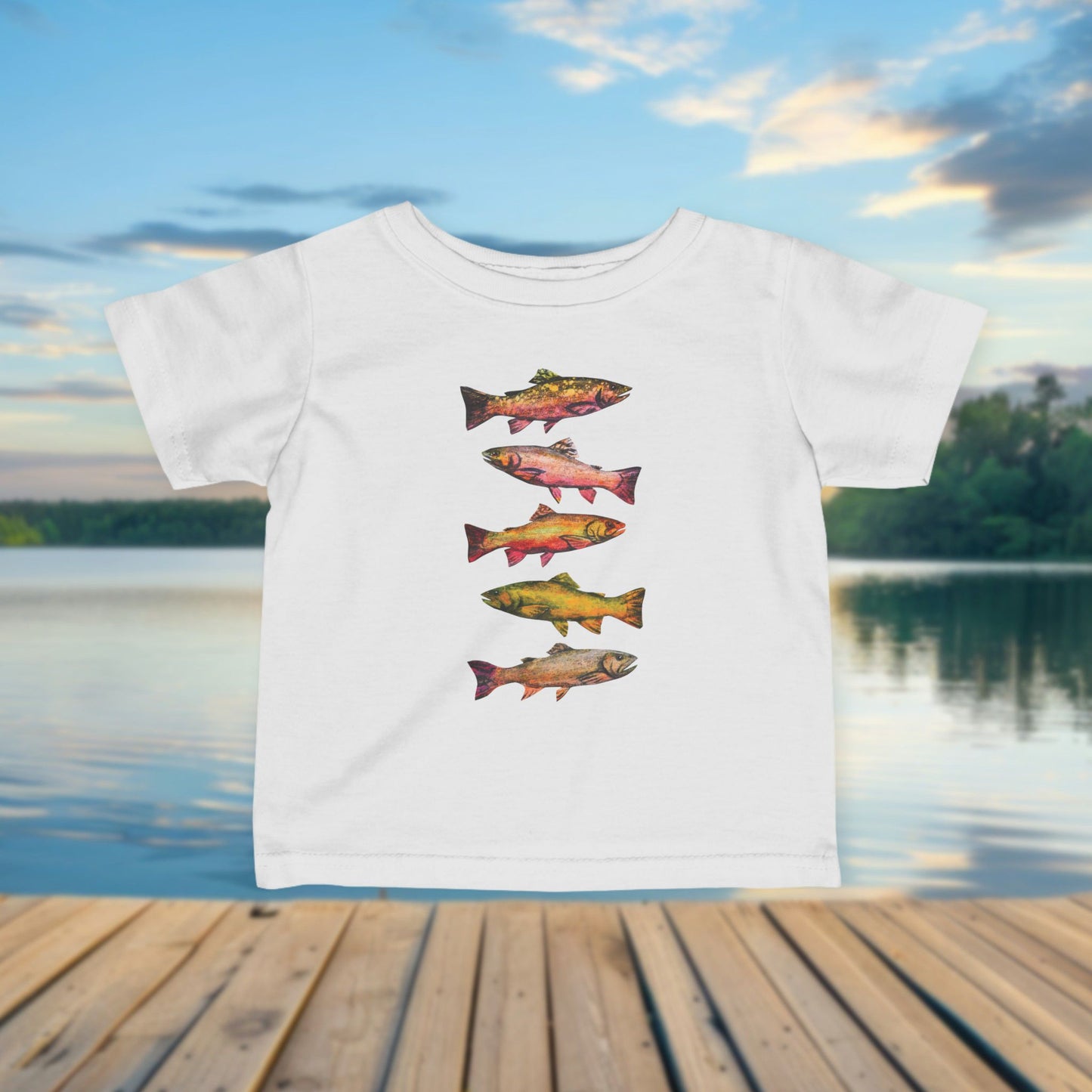 Personalized Infant Tee — Fishing Theme Baby Shirt, Artist Made Design