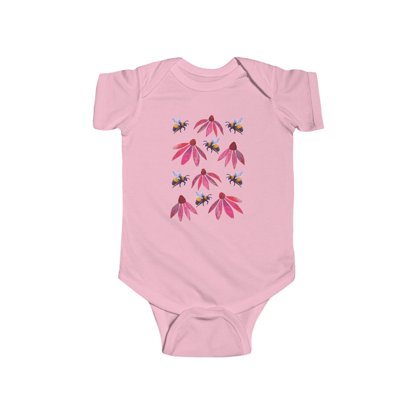 Bumblebee and Echinacea Infant Bodysuit | Baby Bee Onesie