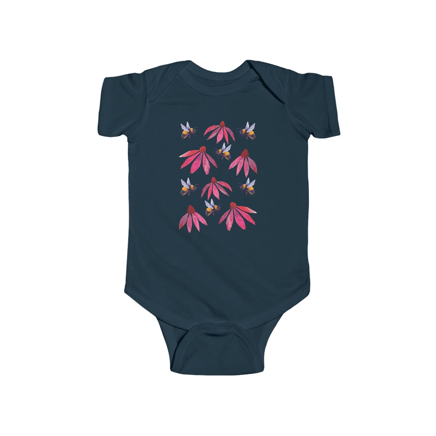 Bumblebee and Echinacea Infant Bodysuit | Baby Bee Onesie