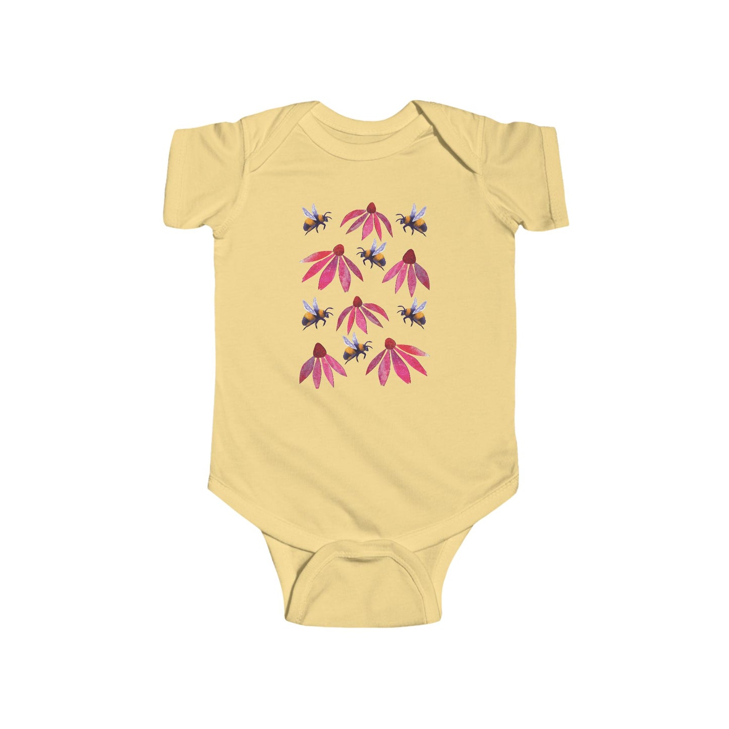 Bumblebee and Echinacea Infant Bodysuit | Baby Bee Onesie