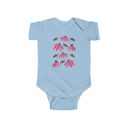 Bumblebee and Echinacea Infant Bodysuit | Baby Bee Onesie