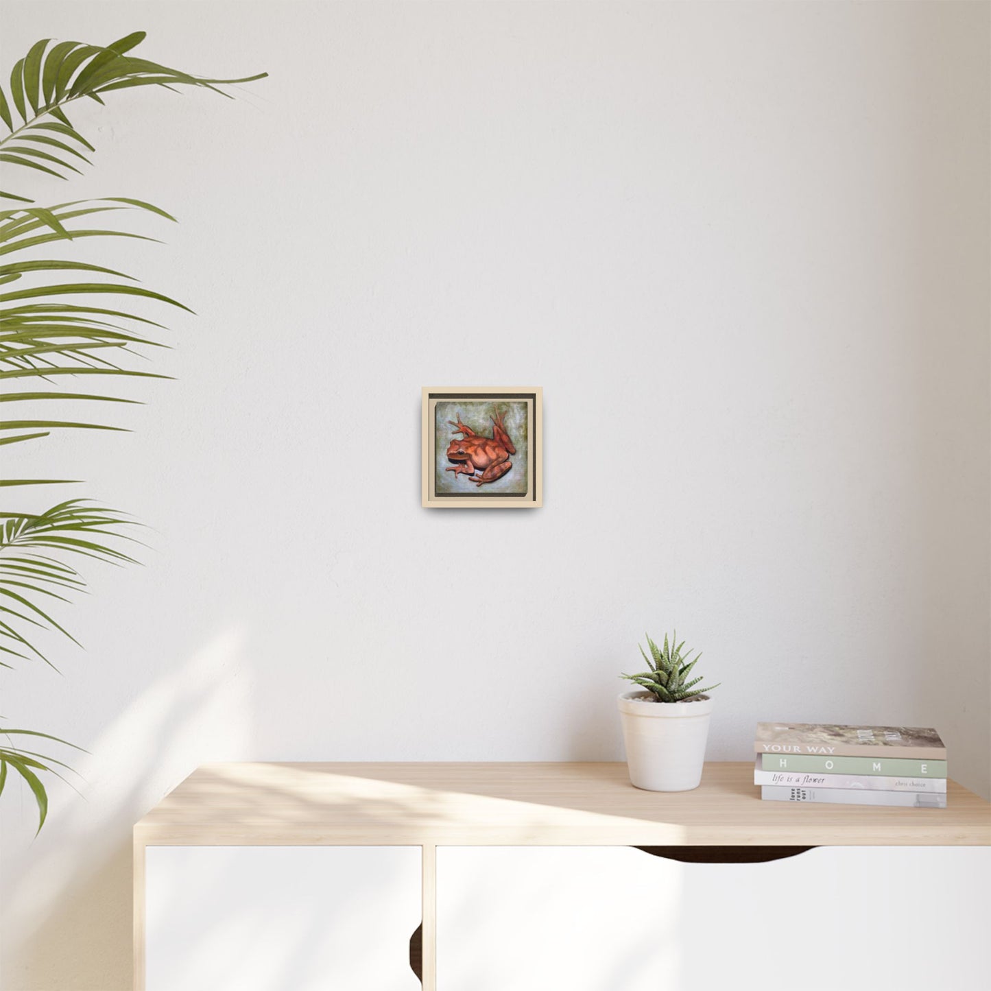 Framed Matte Canvas Print: Frog Art Print