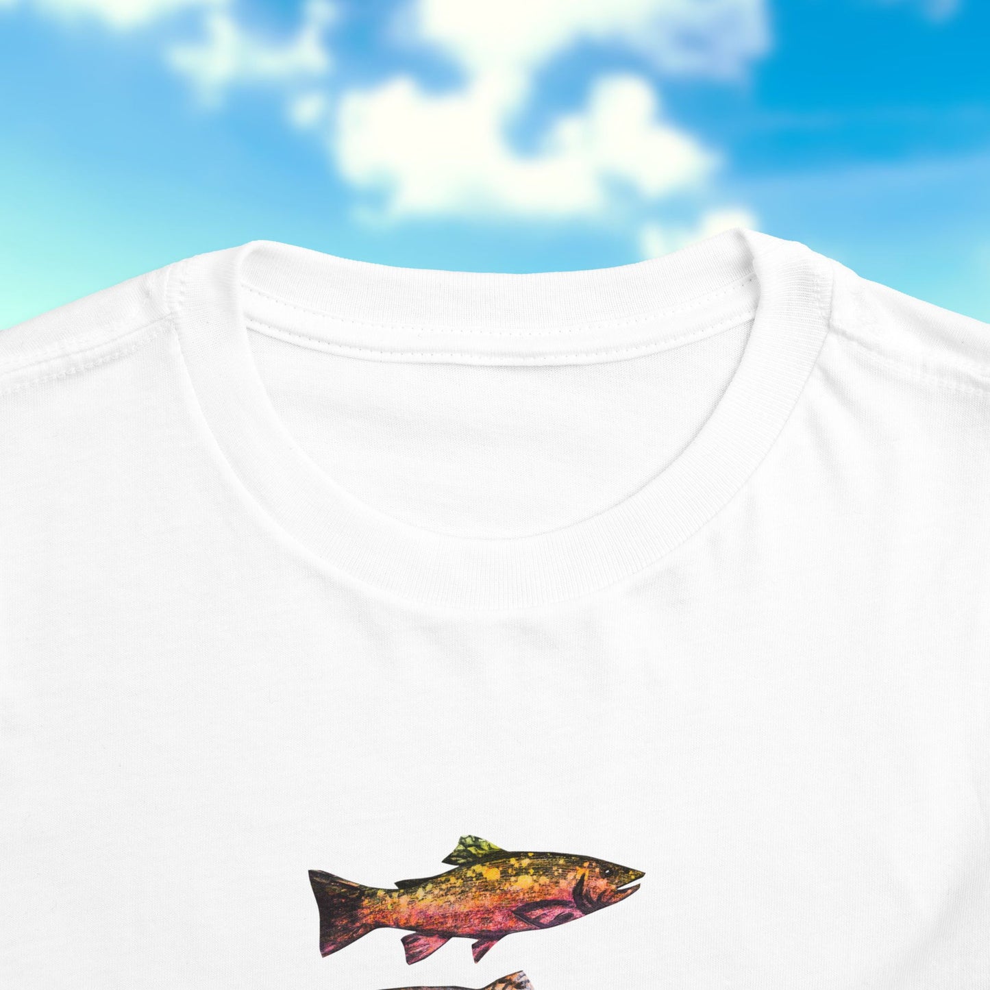 Colorful Trout Toddler Short Sleeve Tee | Fishing Theme Cotton Shirt