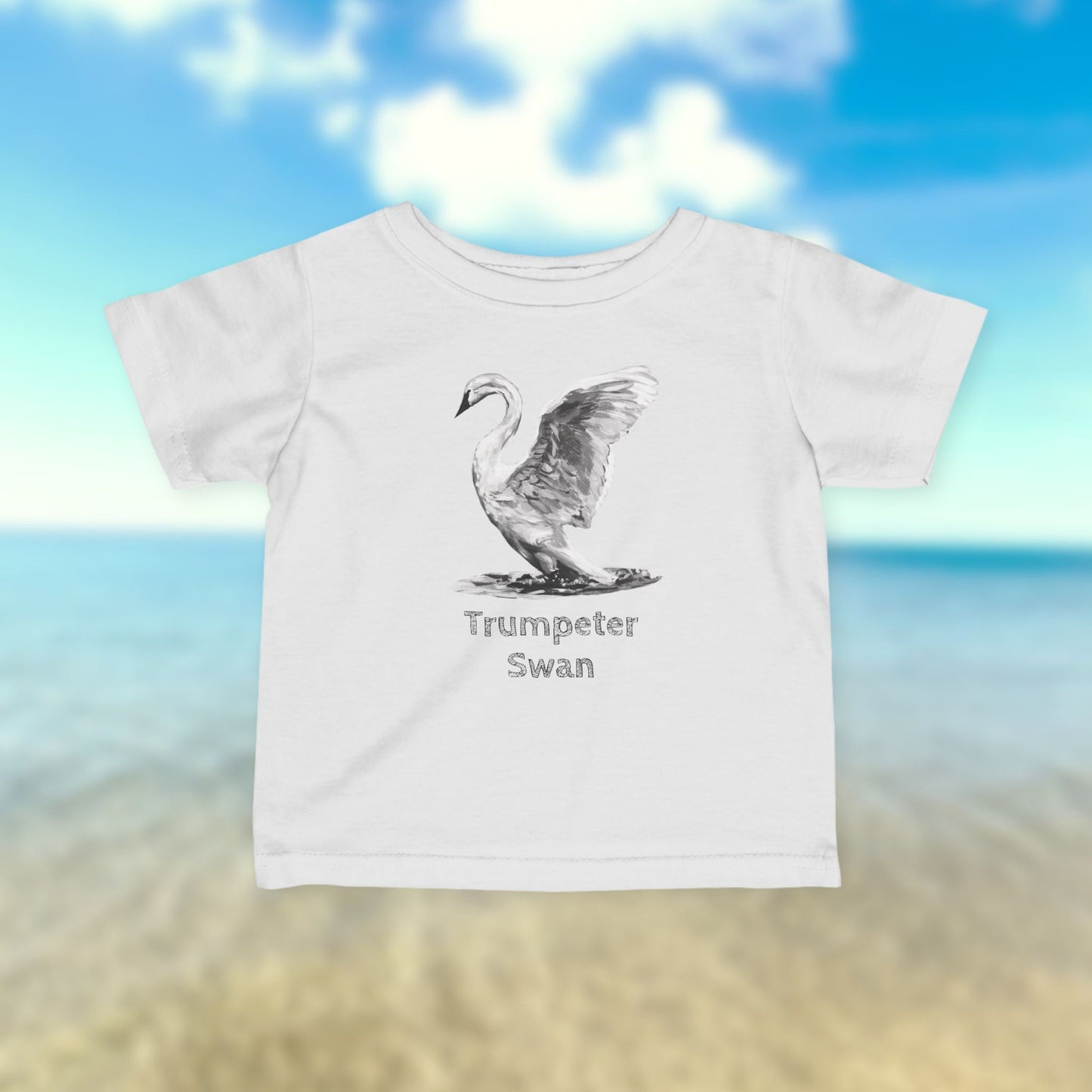 Trumpeter Swan Sketch Infant Tee | Watercolor Swan Illustration