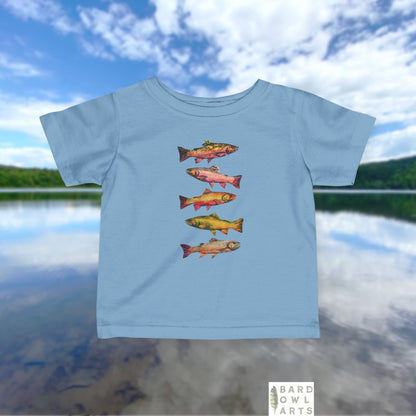Colorful Brook Trout School Infant Tee | Cute Fish Swim Pattern