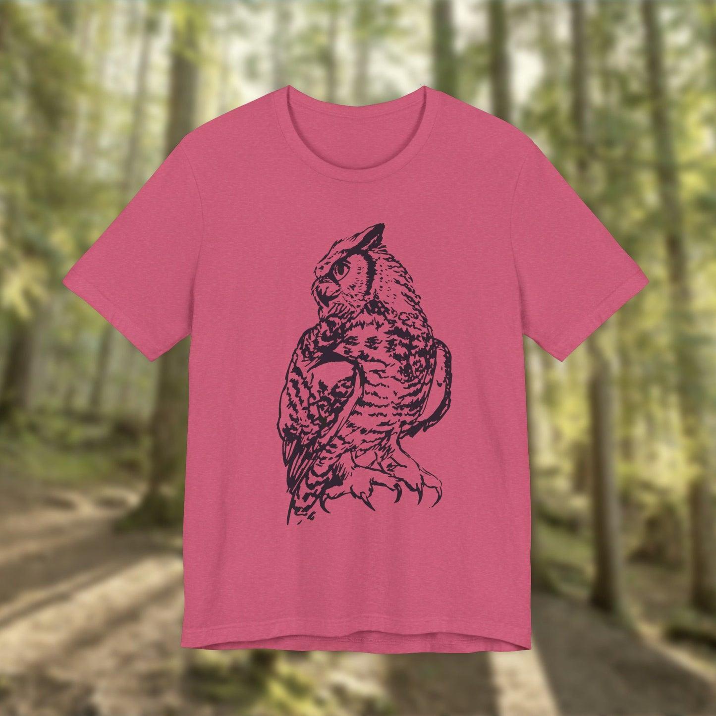 Owl Sketch Tee — Detailed Hand-Drawn Great Horned Owl T-Shirt