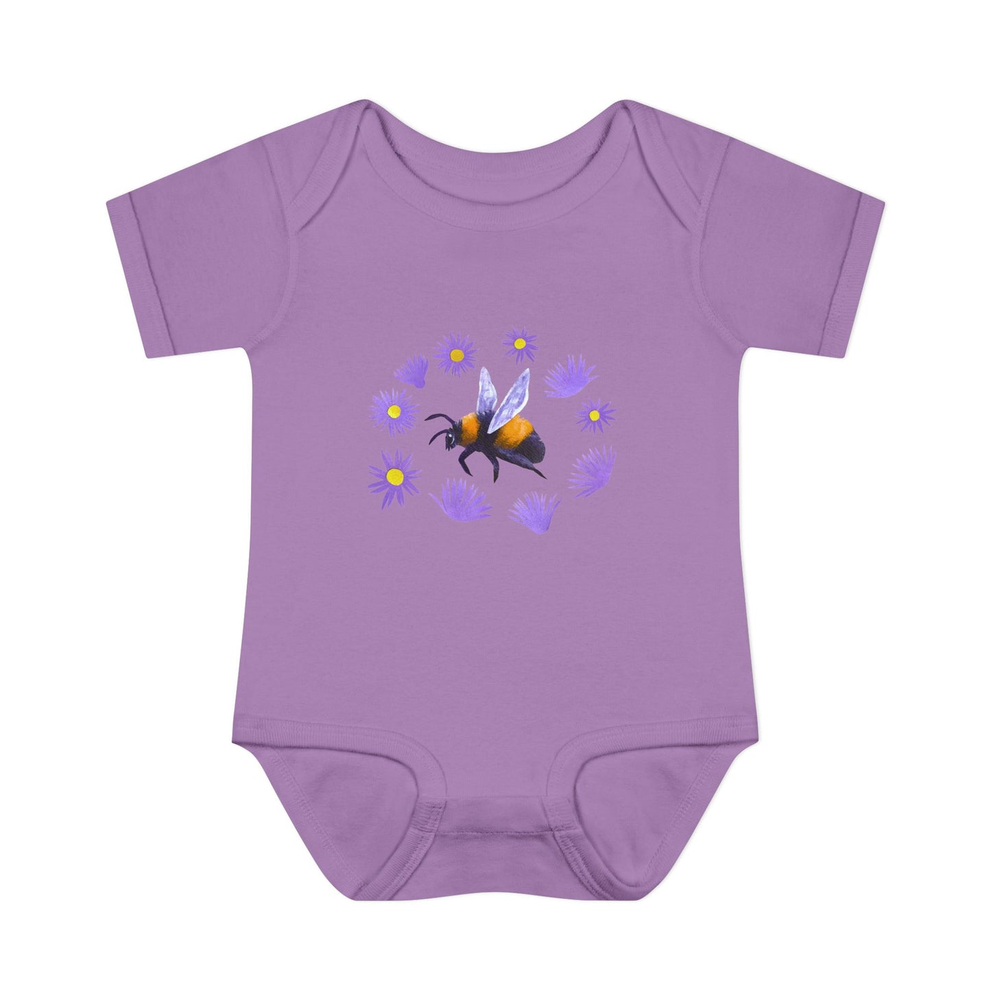 Bumblebee with Purple Aster Infant Bodysuit | Baby Onesie Cotton