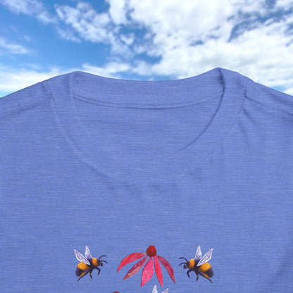 Toddler Tee — Bumblebees & Pink Coneflowers Hand Made Design