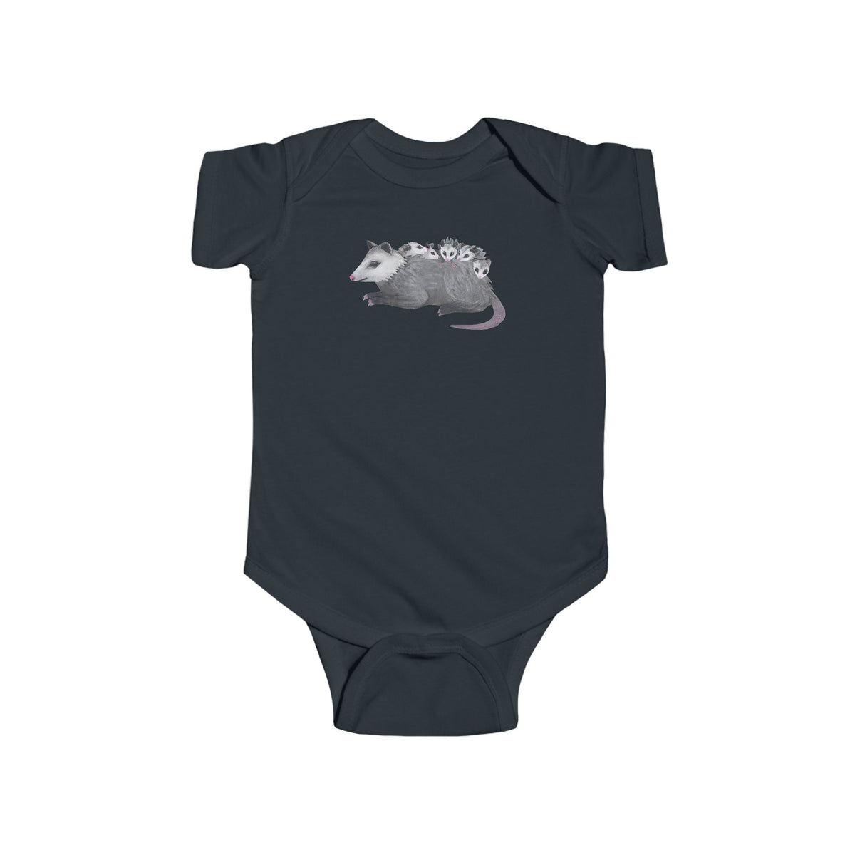 Opossum Mom with Babies Infant Bodysuit | Green, Army Green, and Peach Color Options