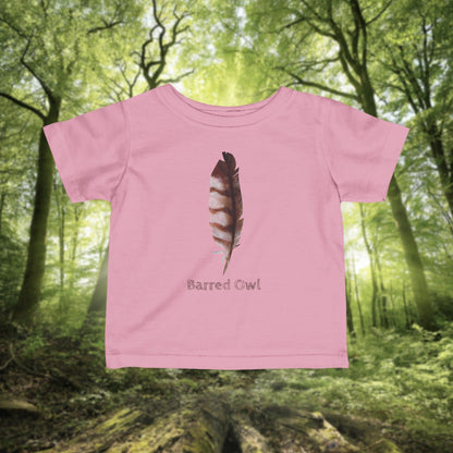 Barred Owl Feather Illustration Infant Tee | Minimalist Nature Inspired Baby Shirt