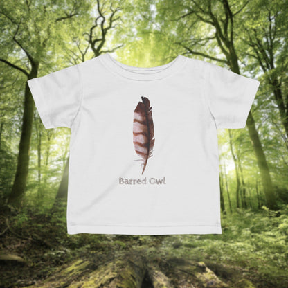 Barred Owl Feather Illustration Infant Tee | Minimalist Nature Inspired Baby Shirt