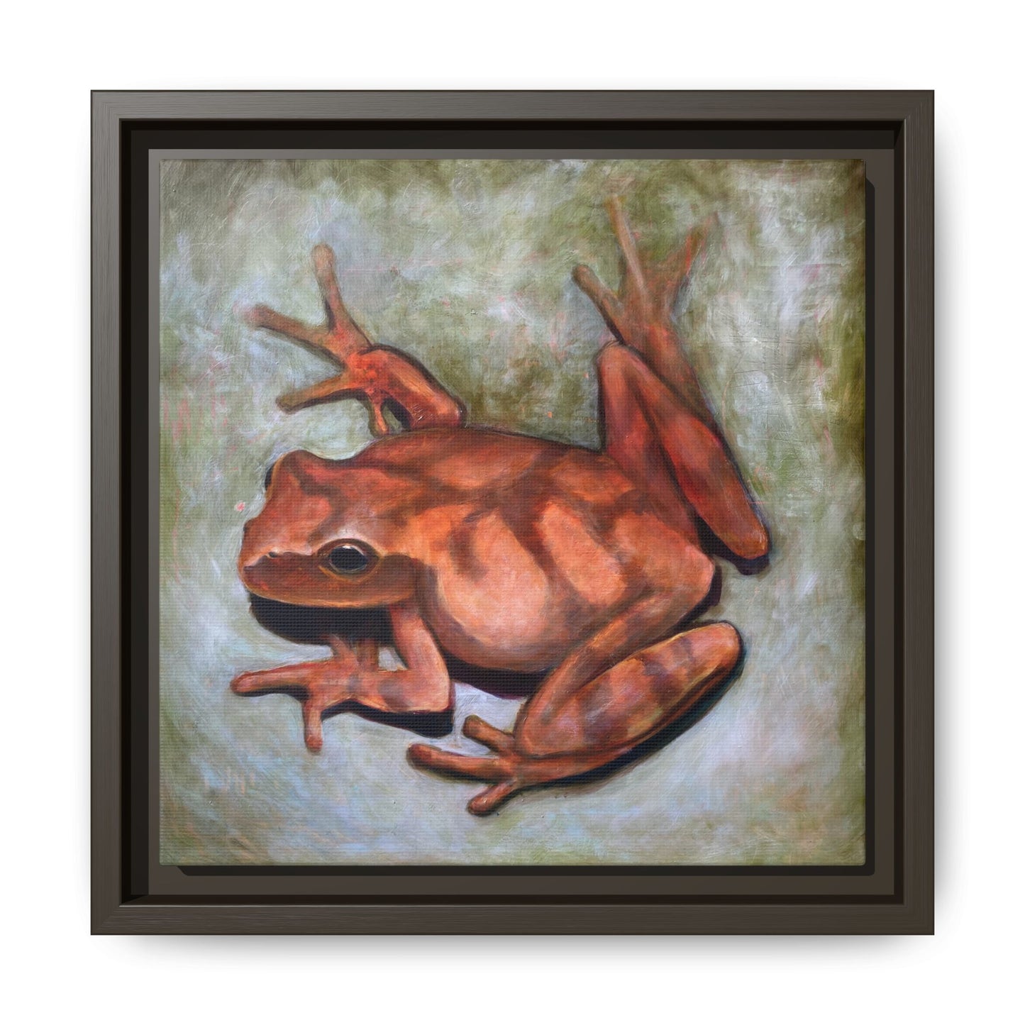 Framed Matte Canvas Print: Frog Art Print