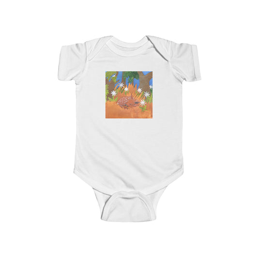 Deer Fawn with Wildflowers Infant Bodysuit | Woodland Baby Bodysuit