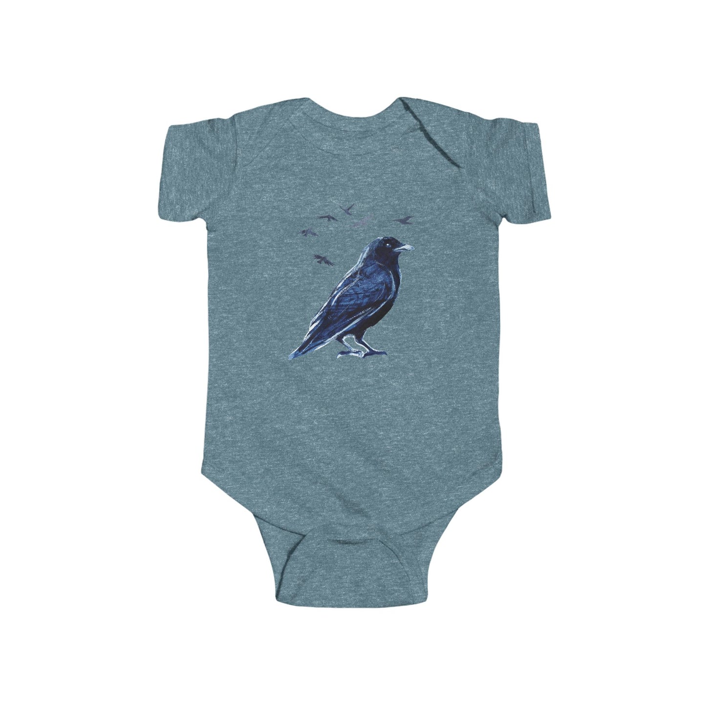 American Crow Baby Bodysuit – Nature-Inspired Cotton Onesie - Bard Owl Arts