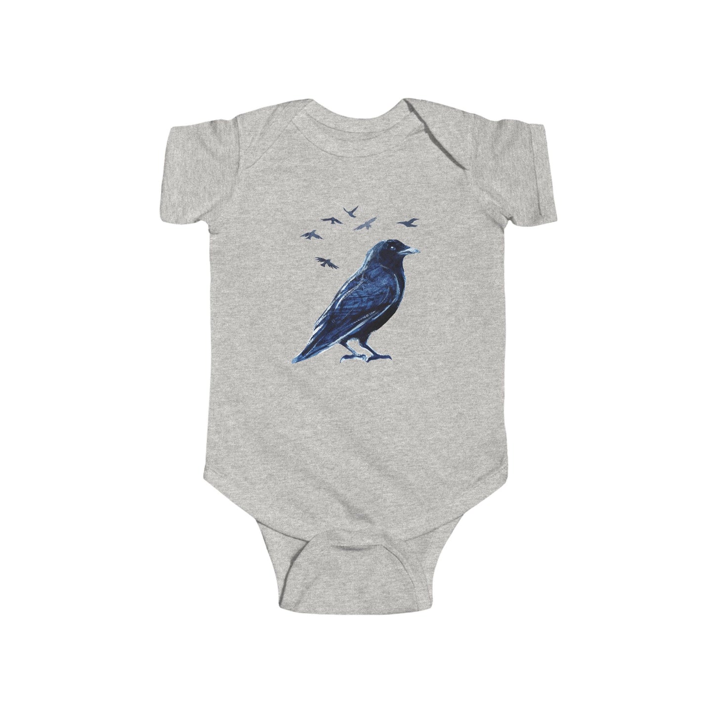American Crow Baby Bodysuit – Nature-Inspired Cotton Onesie - Bard Owl Arts