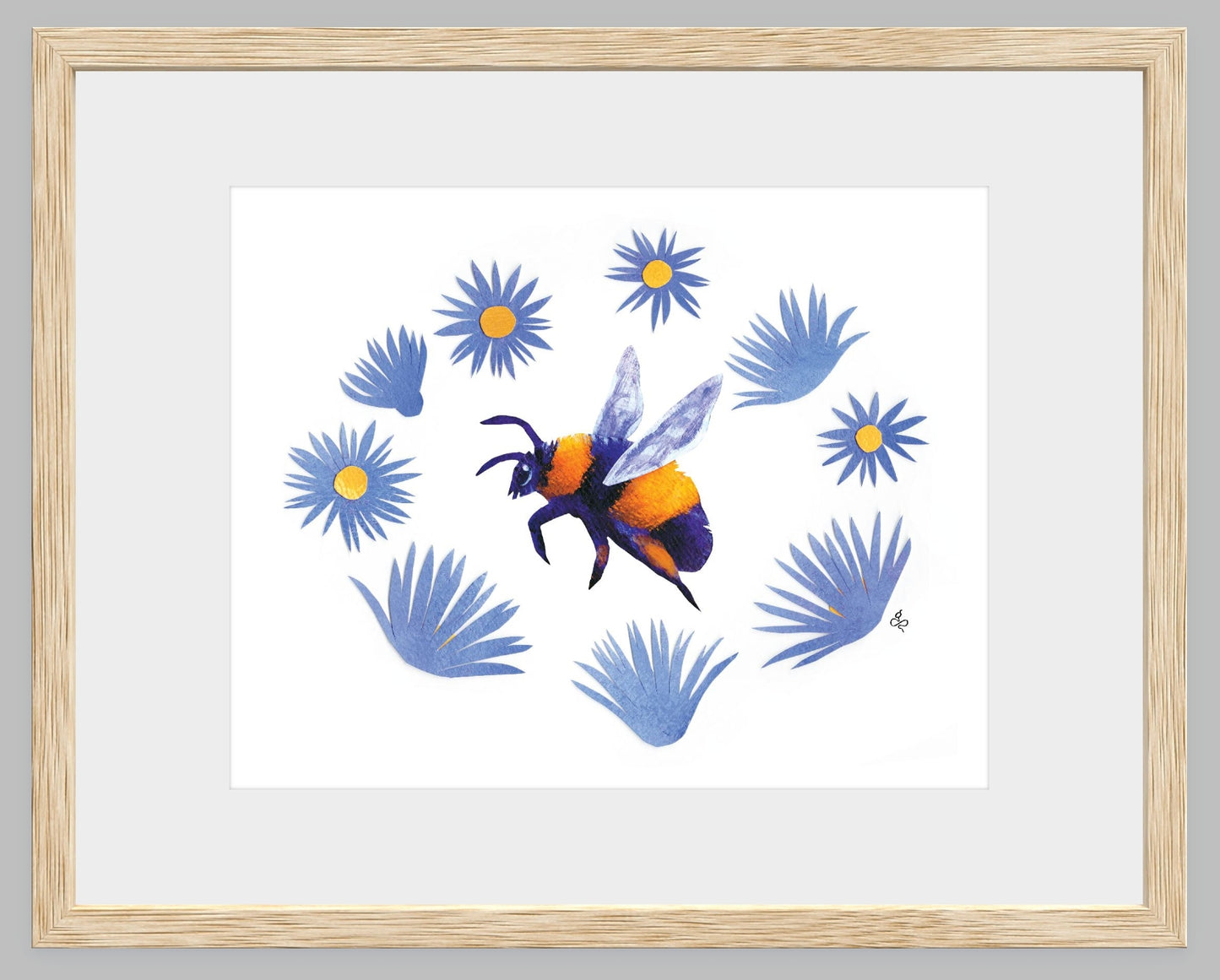 Bumblebee and Aster Ring: Museum Quality Giclee Print with Framing Options - Bard Owl Arts