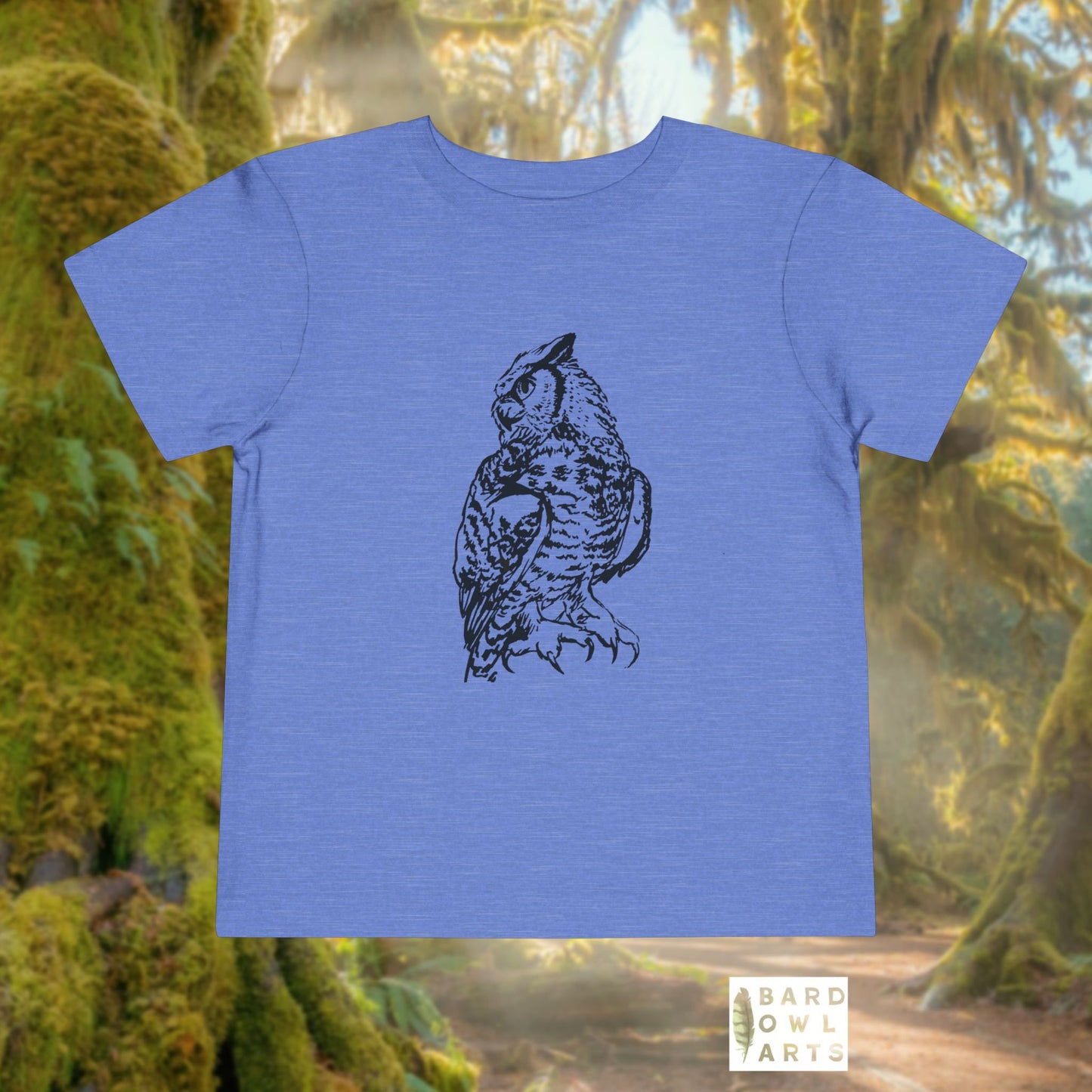 Hand-Drawn Owl Toddler Tee | Great Horned Owl Illustration