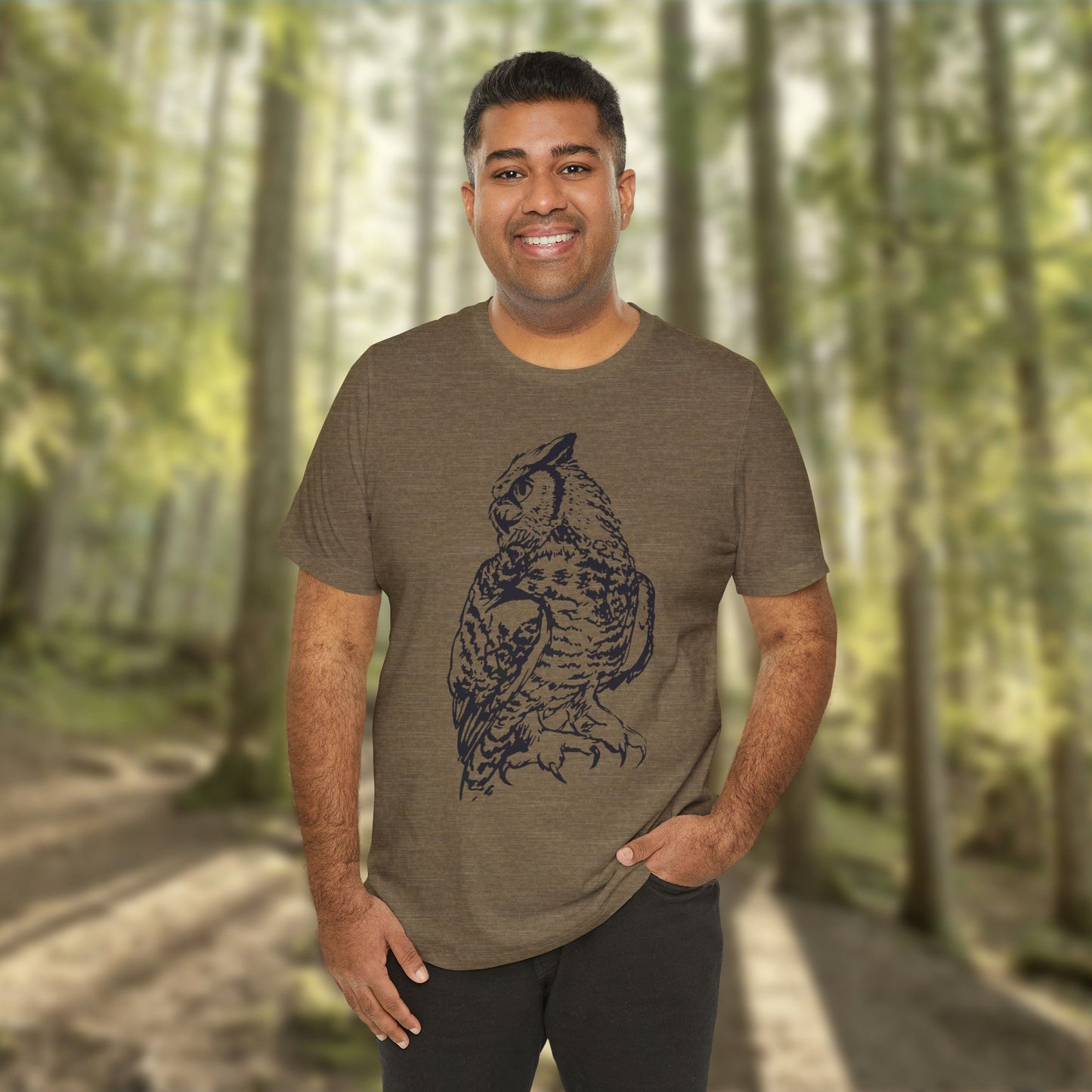 Owl Sketch Tee — Detailed Hand-Drawn Great Horned Owl T-Shirt
